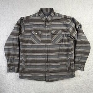 Kuhl Joyrydr Gray Striped Fleece Lined Snap Button Shirt Jacket Mens XXL